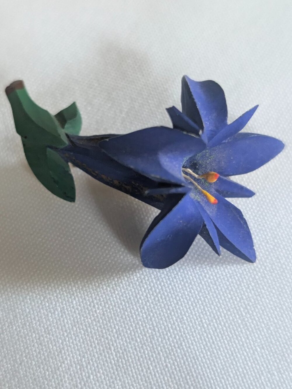 Vintage Mid Century 40s German Carved Painted Iris Brooch